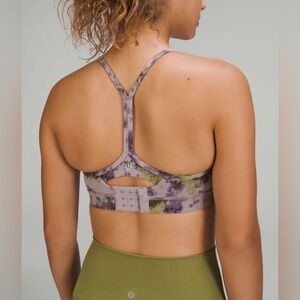 Lululemon Flow Y Adjustable Bra Radial Tie Dye Mauve Grey Multi Size 8